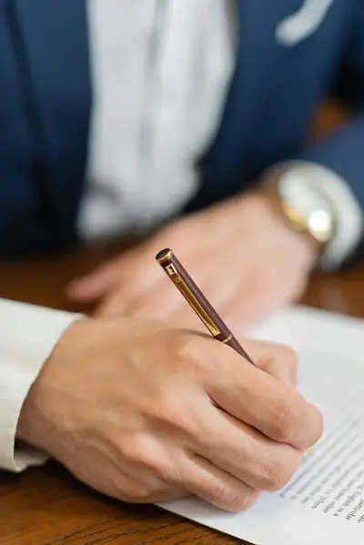 Person signing a rental lease agreement