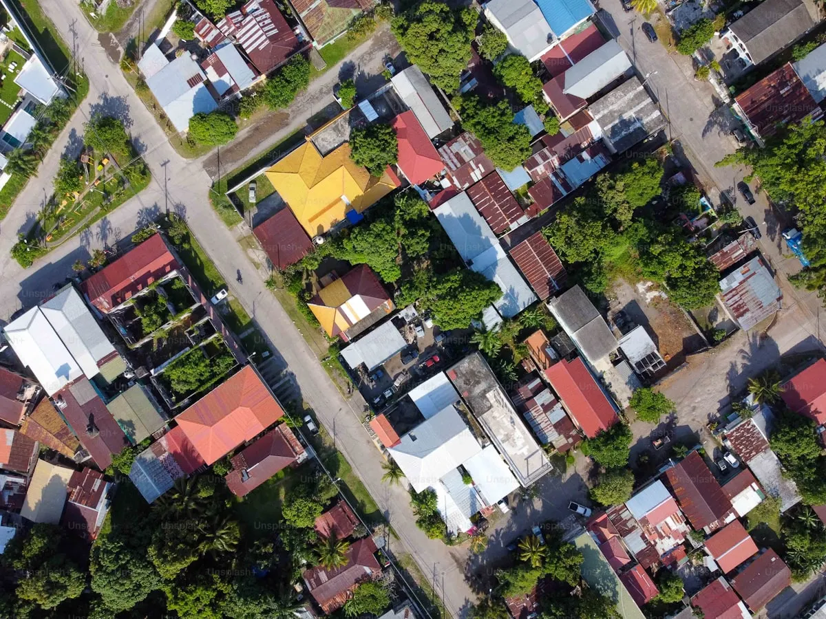 Aerial view of a residential neighborhood in the Philippines