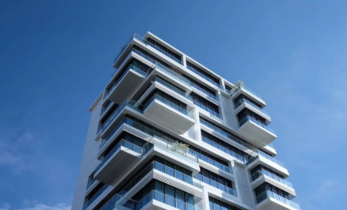 Modern white condo building